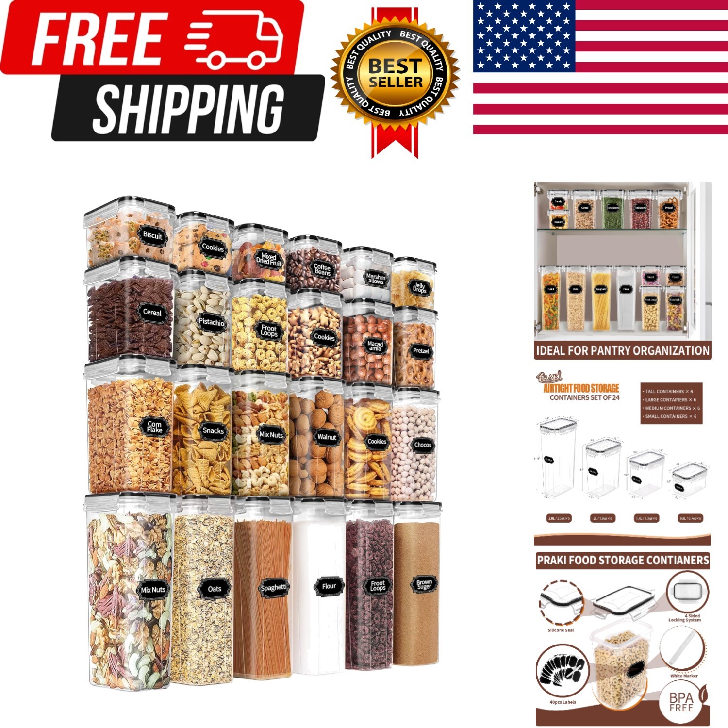 Airtight Food Storage Containers Set with Lids – 24 PCS, BPA Free Kitchen and…