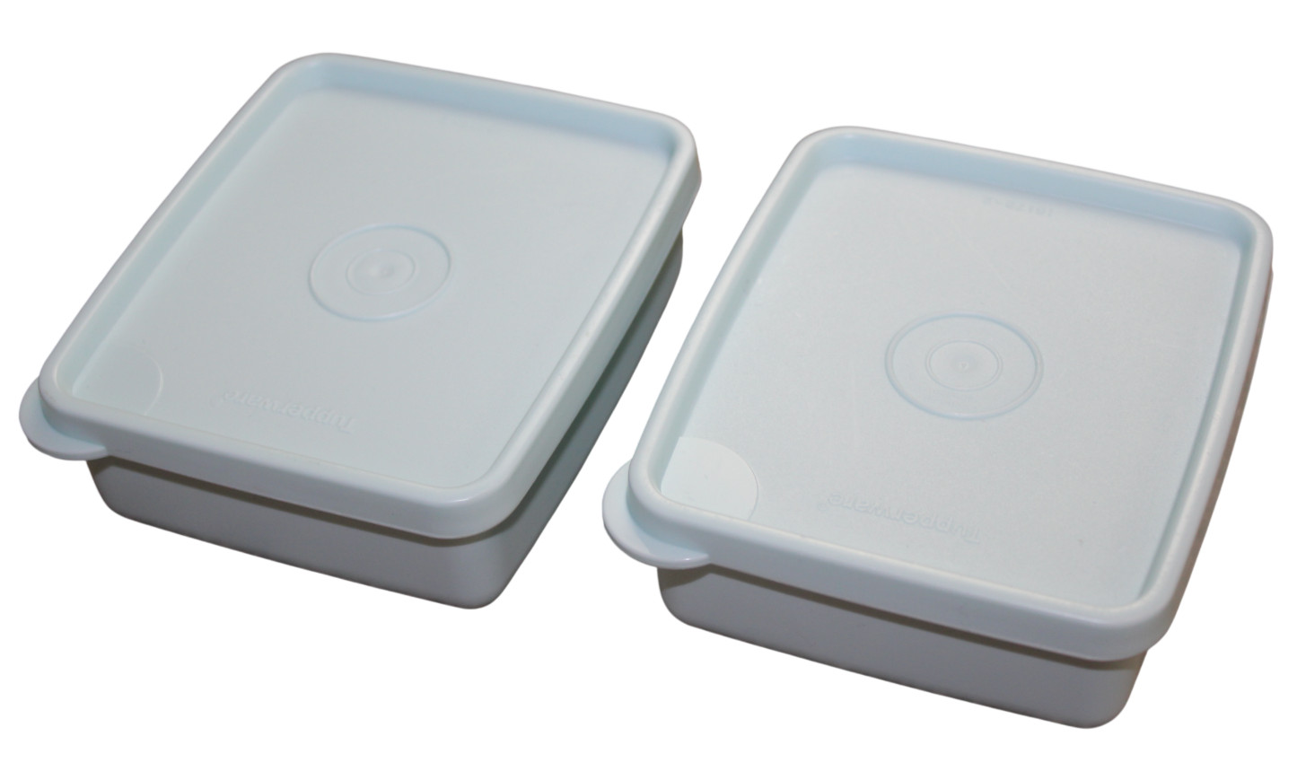 Tupperware Light Teal Square Away Snack Storage Container Set Small Vintage NEW