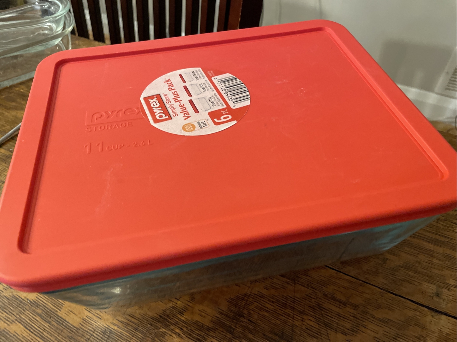 6-pc Pyrex Simply Store Dishs w Red Lid New 3. 6, & 11 cup capacity New