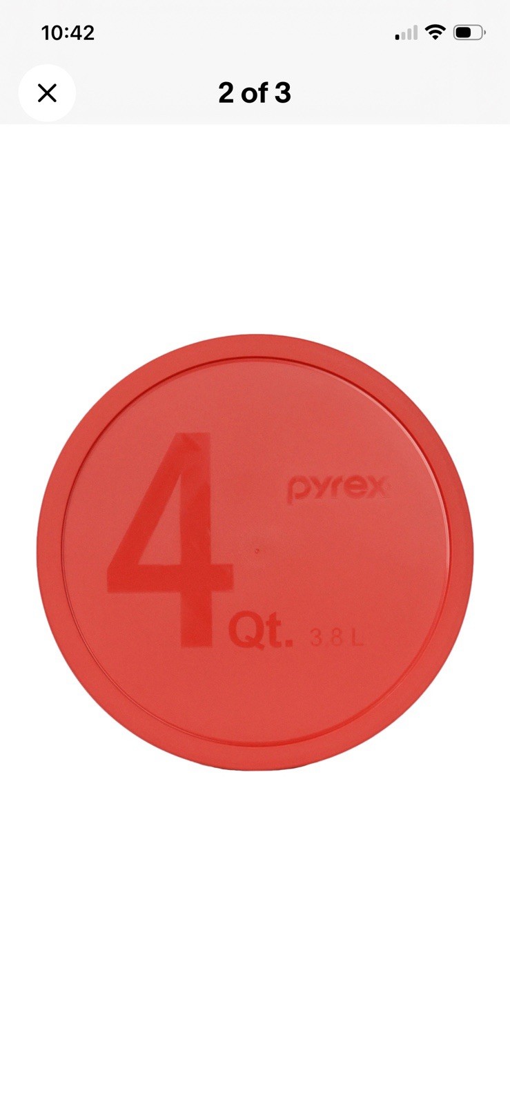 Pyrex 326-PC Red 4Qt Round Plastic Storage Lid Covers 2PK for Glass Mixing Bowl