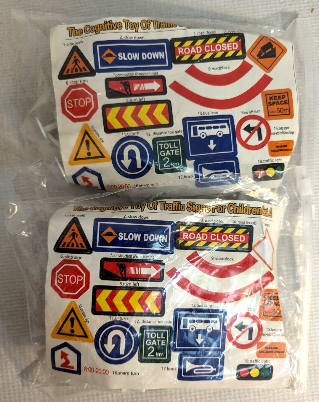 Lot 2 Sets Cognitive Kids Toys Traffic Signs Train props Model Pieces Brand New