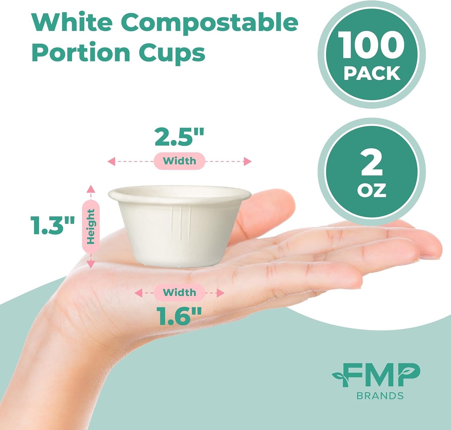 100 Pack] 2 Oz Compostable Disposable Condiment & Sample Cups, Biodegradable …