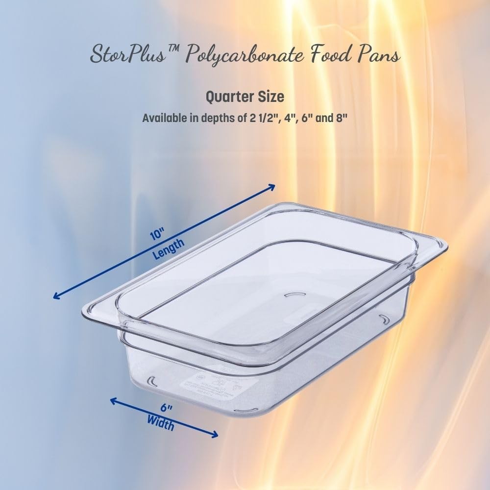 Plastic Food Pan 1/4 Size 4 Inches Deep Clear Commercial Restaurant Kitchen