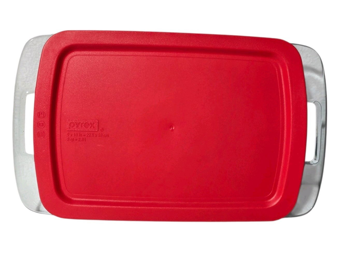 Pyrex 3 Qt Rectangular Glass Food Storage Container w/ Red Snap Lid 9×13″