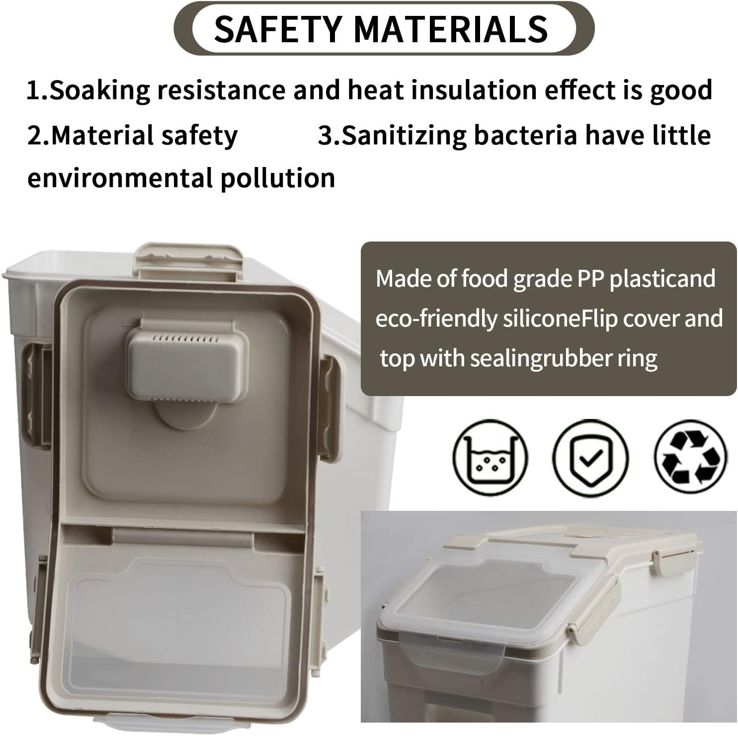 30LB Airtight Food Storage Container Set with Spoon & Measuring Cup – 4 Pack