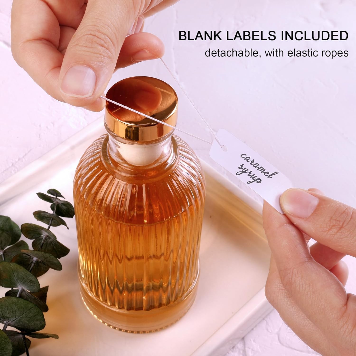 Glass Syrup Dispenser Set – 4x7Oz Bottles with Metal Pour Spouts and Stoppers