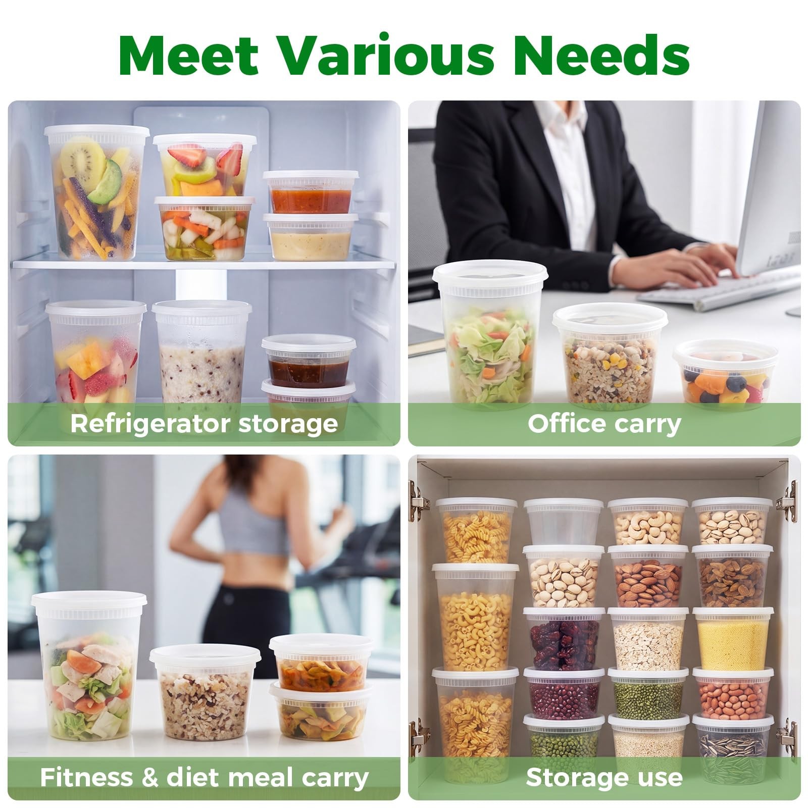 Deli Containers with Lids 48 Sets, 32/16/8 oz Food Storage Containers with Li…