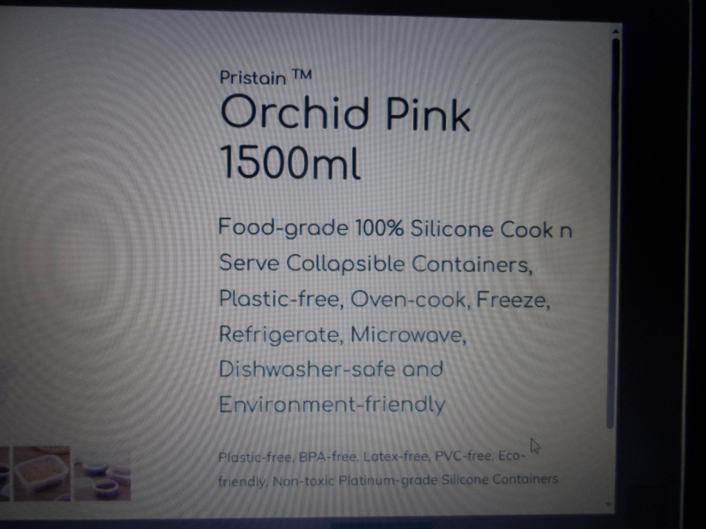 PRISTAIN Orchid Pink 1500 ml Collapsible Food Box Silicone Cook n Serve ECO