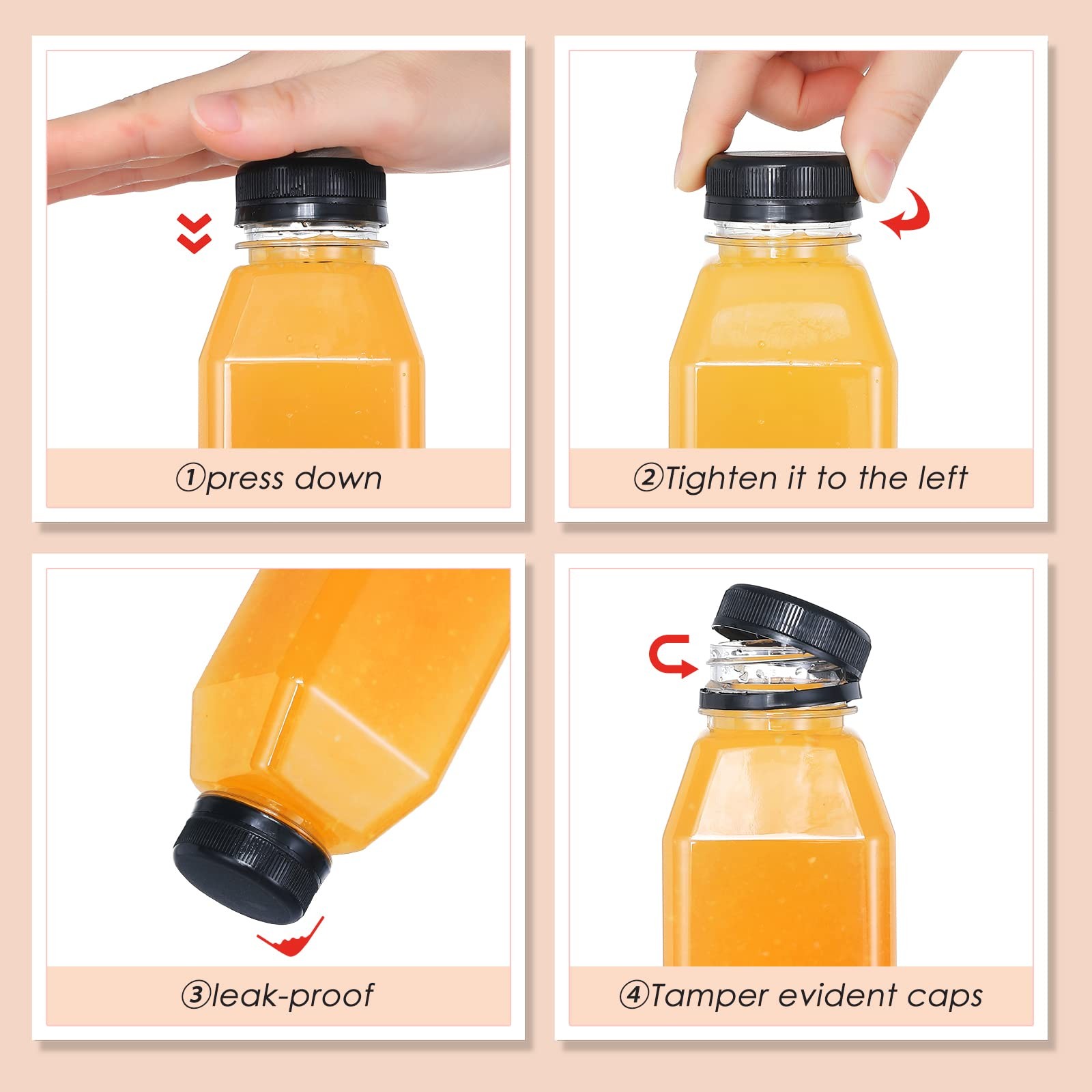6pcs 64oz Plastic Bottles with Caps, Juice Container with Lids, Empty Plastic…