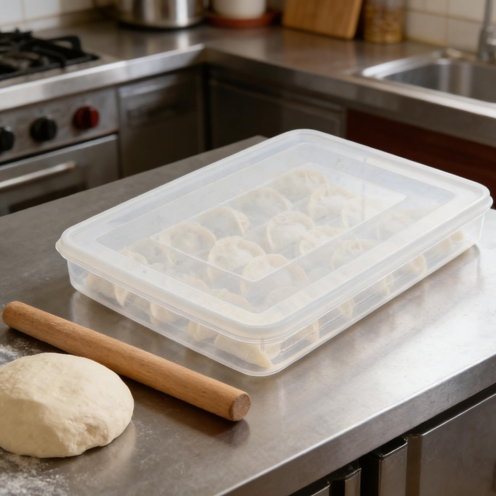 2Pcs Dumpling Storage Box Sealed Freezer Organizer Containers for Refrigerato…