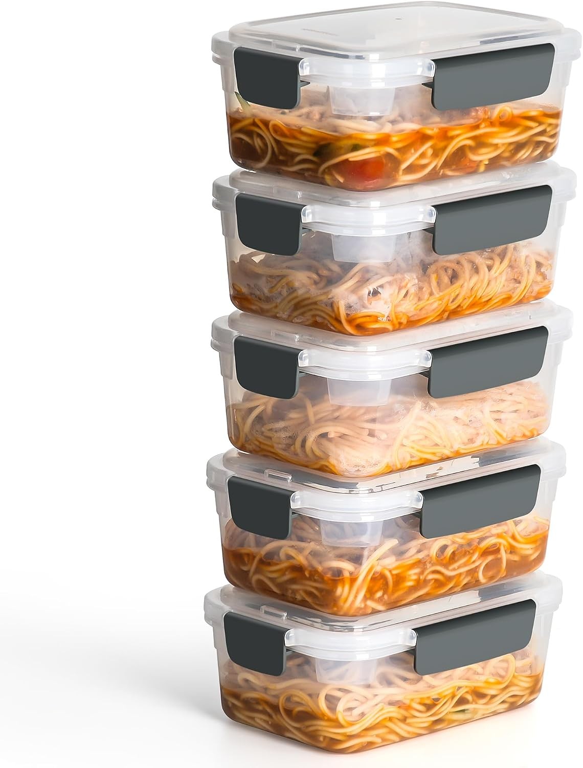 5cup Plastic Food Storage Containers With Lids For Lunch Meal Prep,5pk
