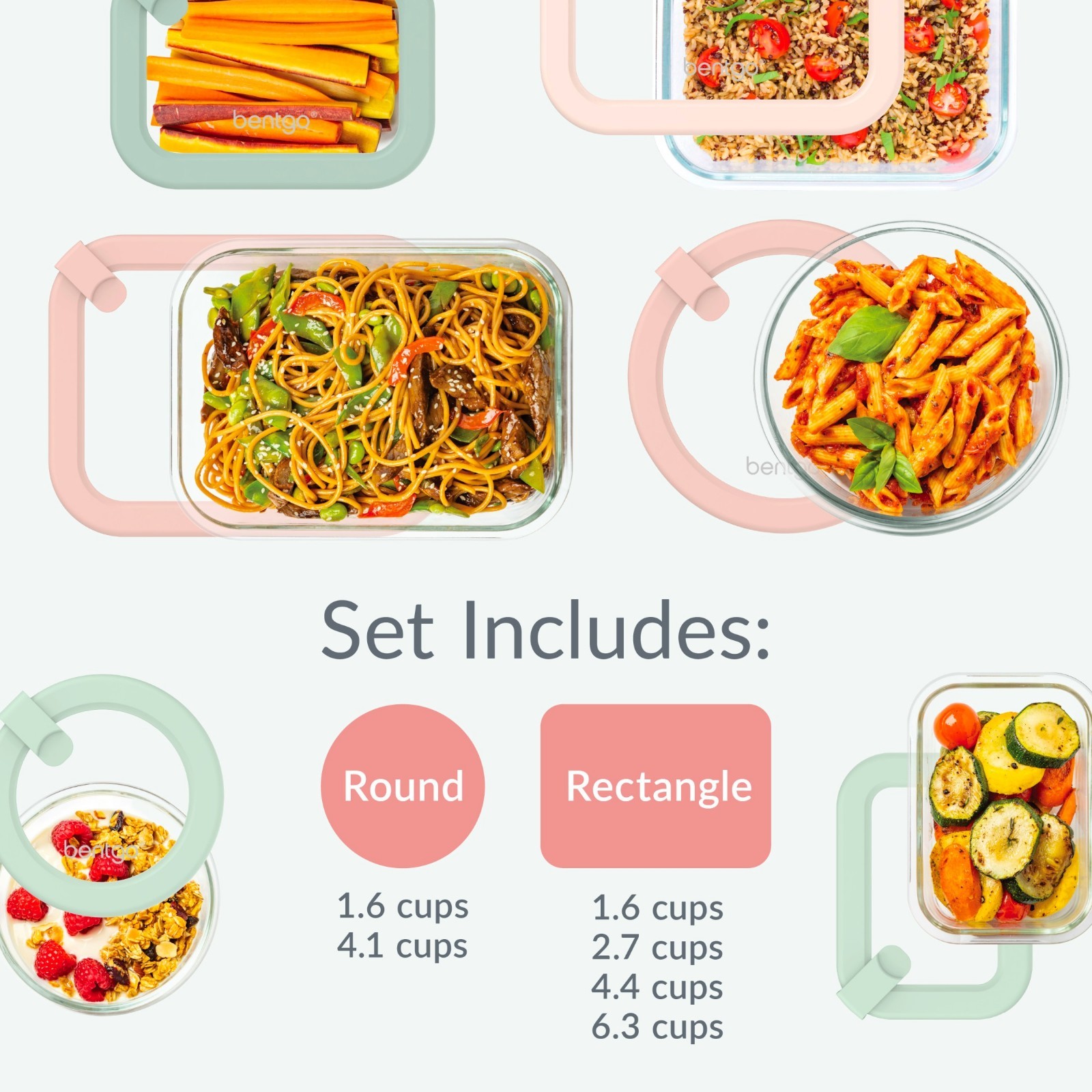 Signature Leak-Proof Glass Food Storage – 12-Piece Set, 1-Compartment Meal Prep