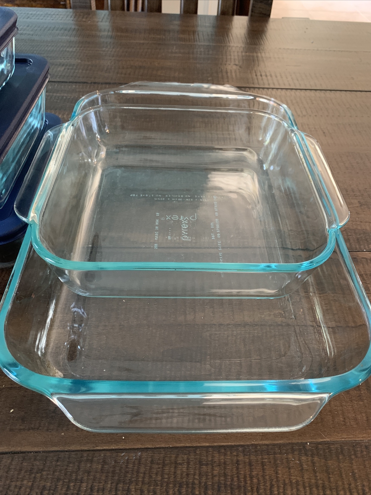 9 Pc Lot Pyrex Glass Storage Dishes 7210~7211~222~233 & 3 Cadet Blue Lids