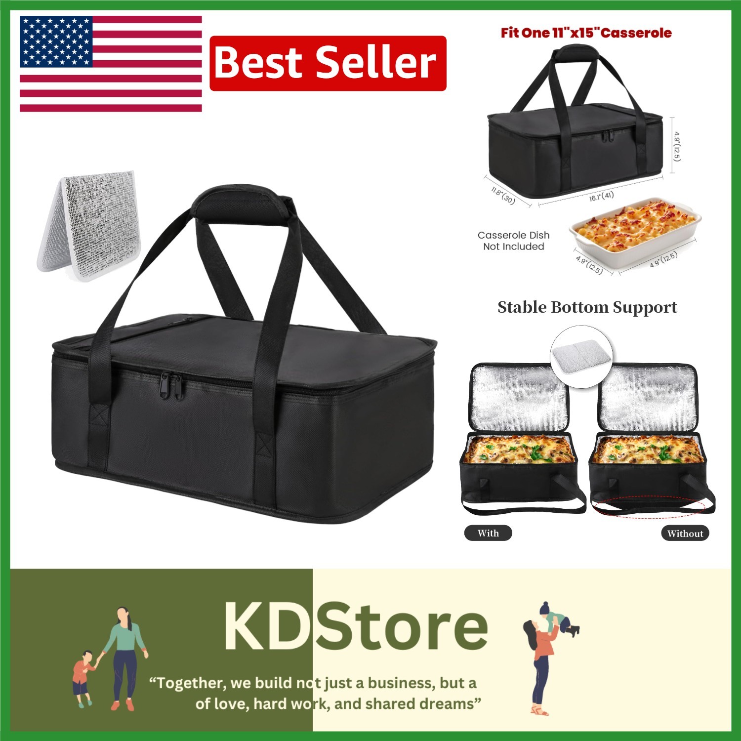 Insulated Casserole Carrier: Reusable Hot & Cold Food Transport Bag
