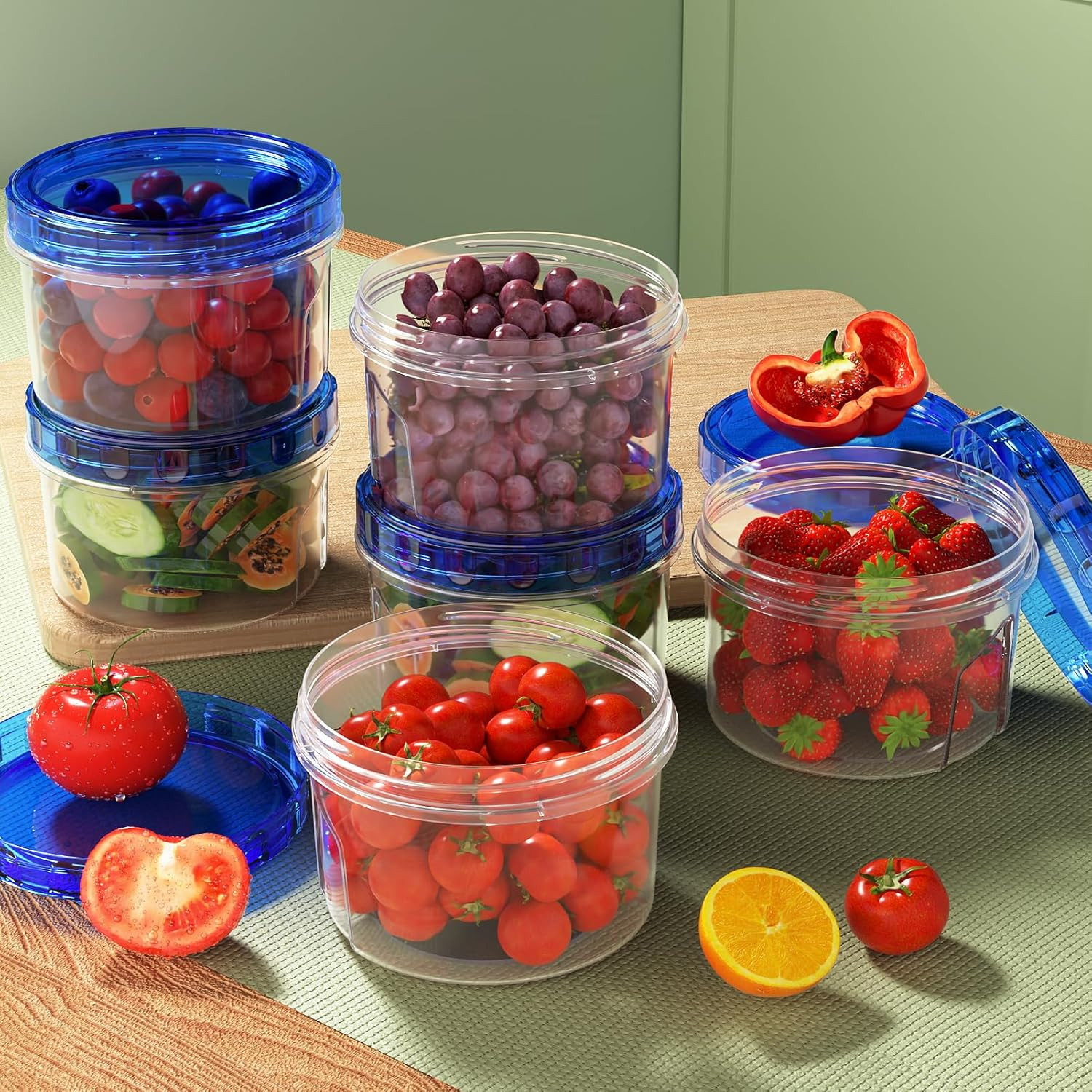 Freezer Storage Containers, [6 Pack-16 Oz] Airtight Plastic Food Storage Contain