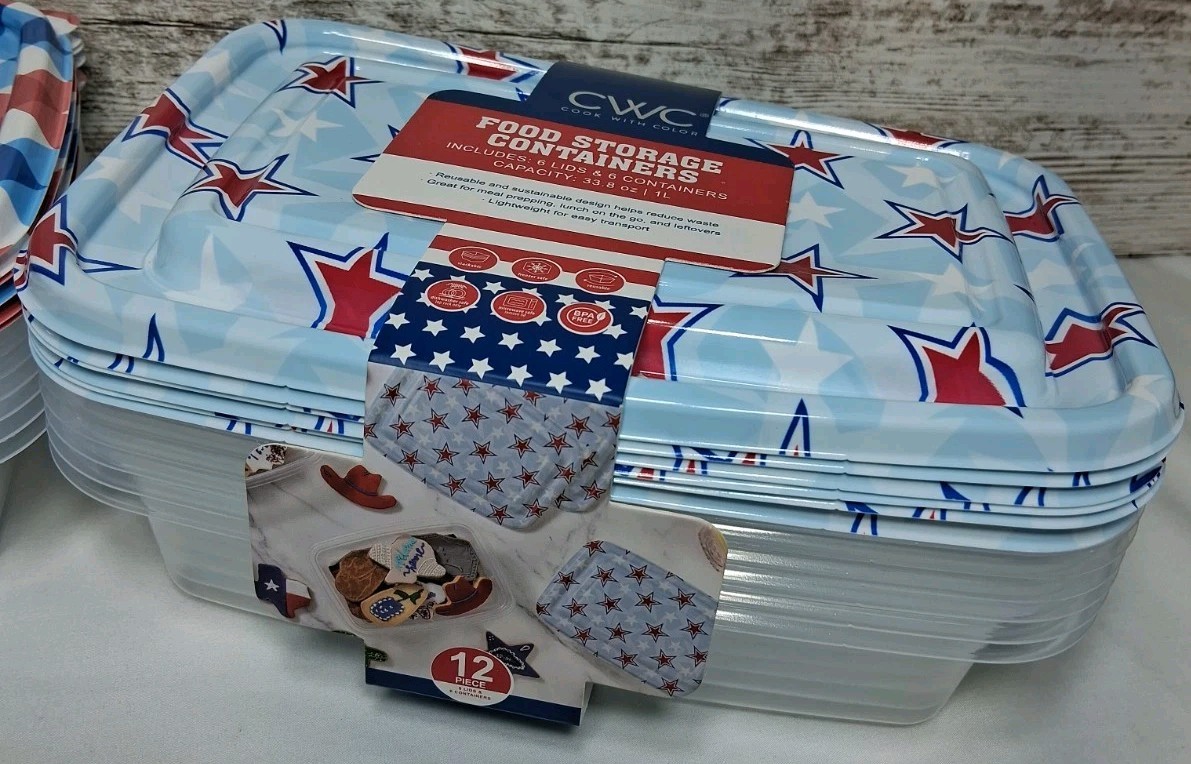 CWC Food Storage Containers With Lids 33.8oz/1L Each (18 Total) 3 Designs