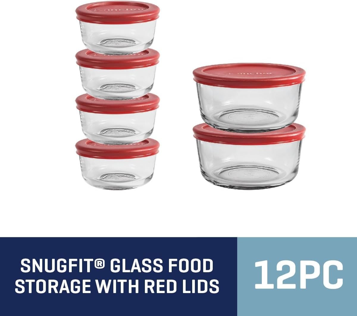 Anchor Hocking 12pc Glass Food Storage Containers w/ Red SnugFit Lids