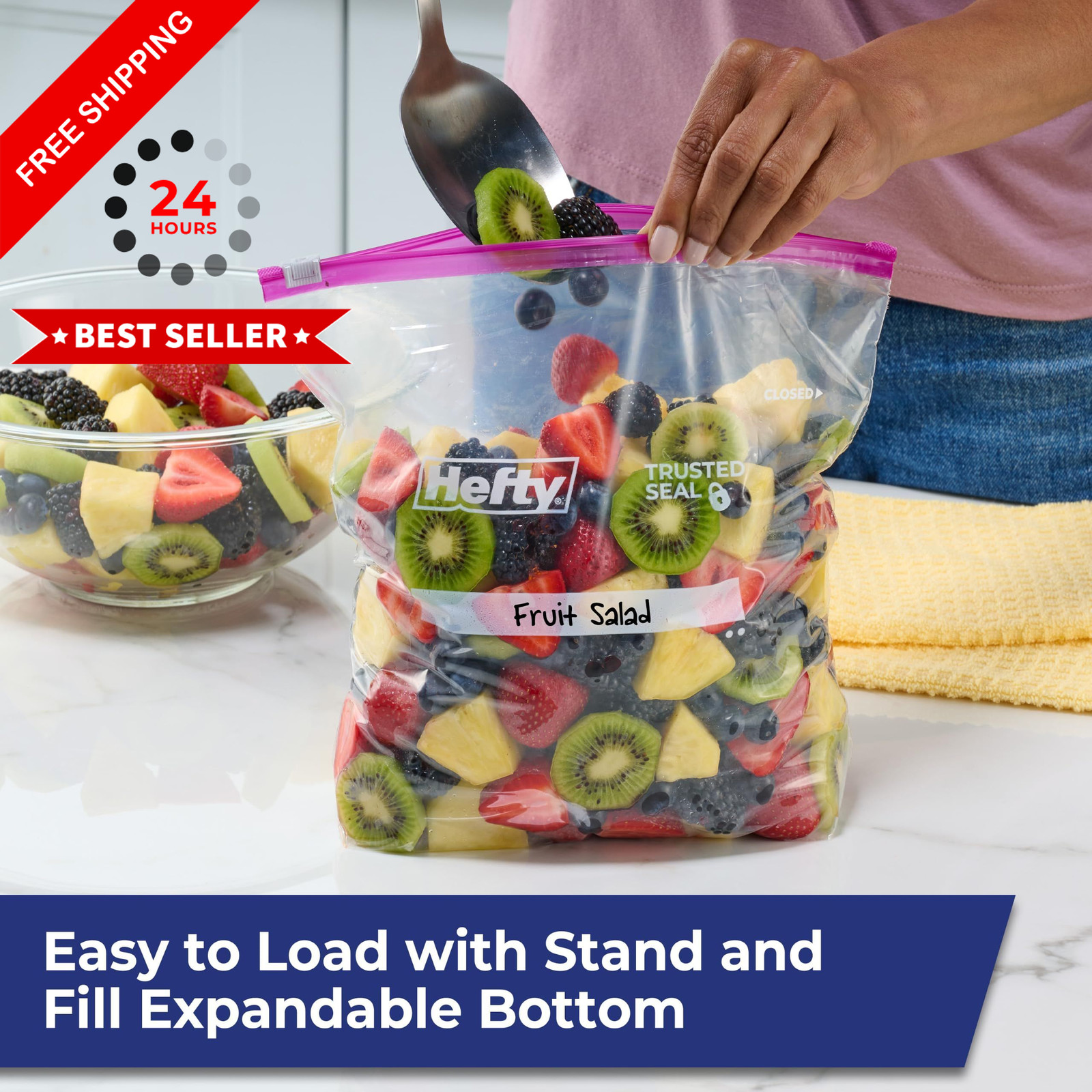 Hefty Slider Gallon Storage Bags, 66 Count, Gallon, 66 Count