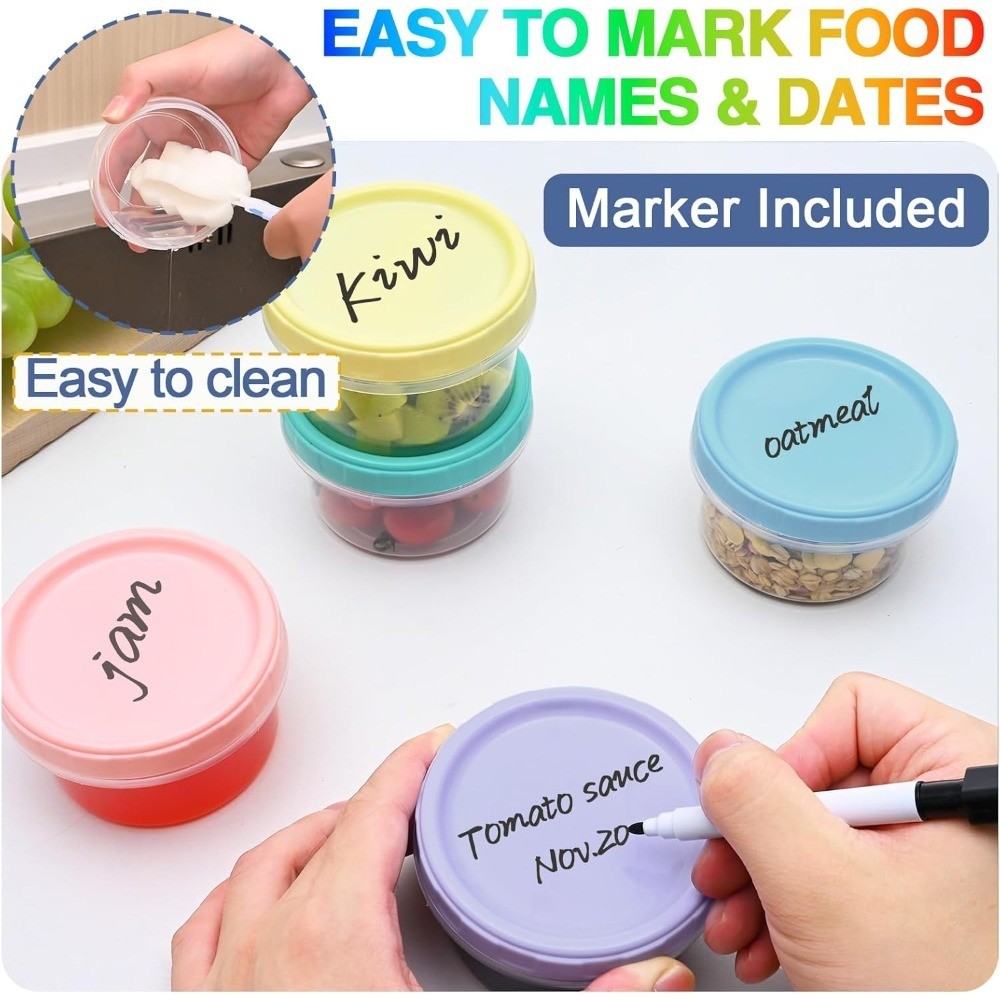 Reusable 8 oz Clear Plastic Food Storage Containers with Lids 6 Pack Leakproof