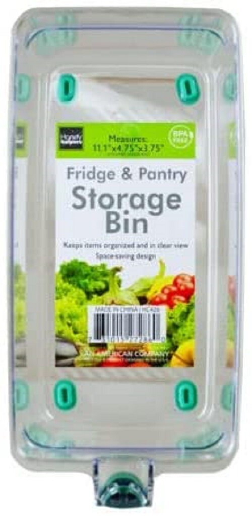 Kole Imports Handy Fridge and Pantry Storage Bin, 11.1″ x 4.75″ x 3.75″, Clear