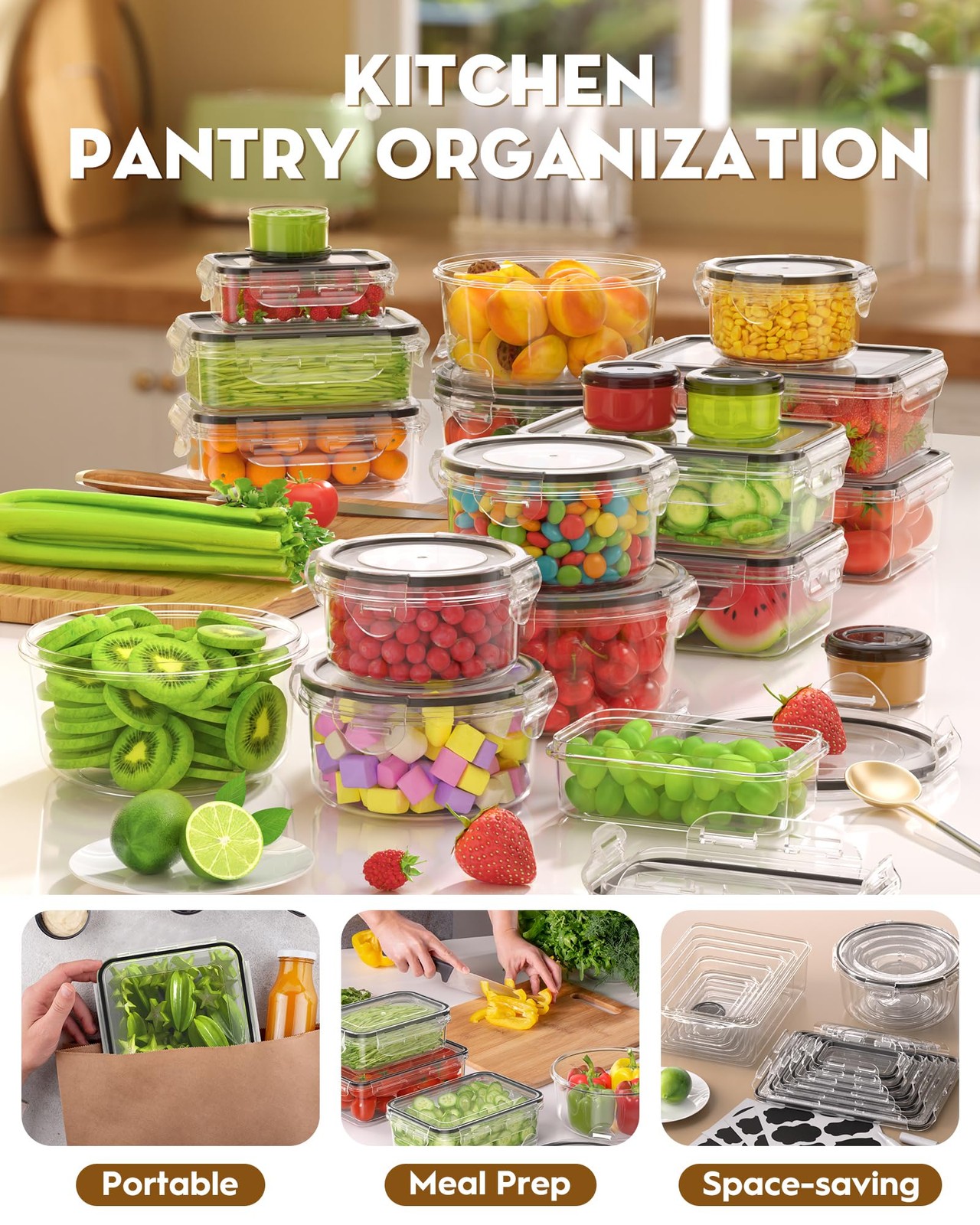 40 PCS Food Storage Containers with Lids Airtight (20 Containers & 20 Lids), …