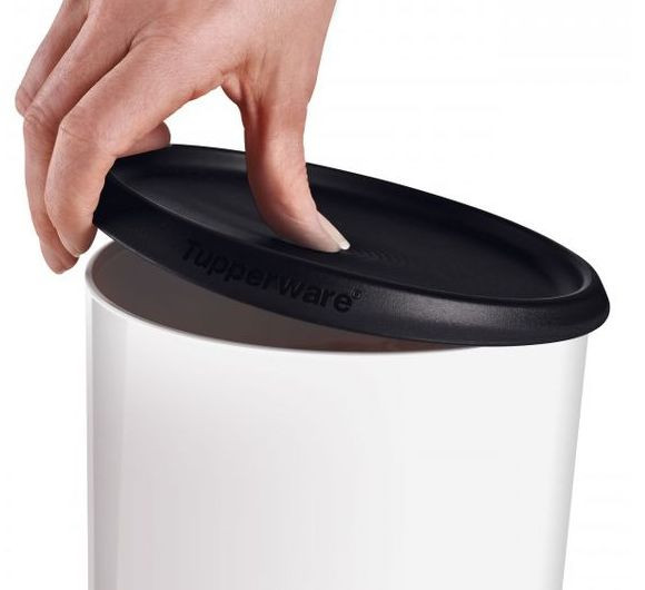 Tupperware Reminder Window Canisters & Toppers Set White w/ Black Seals Lids New