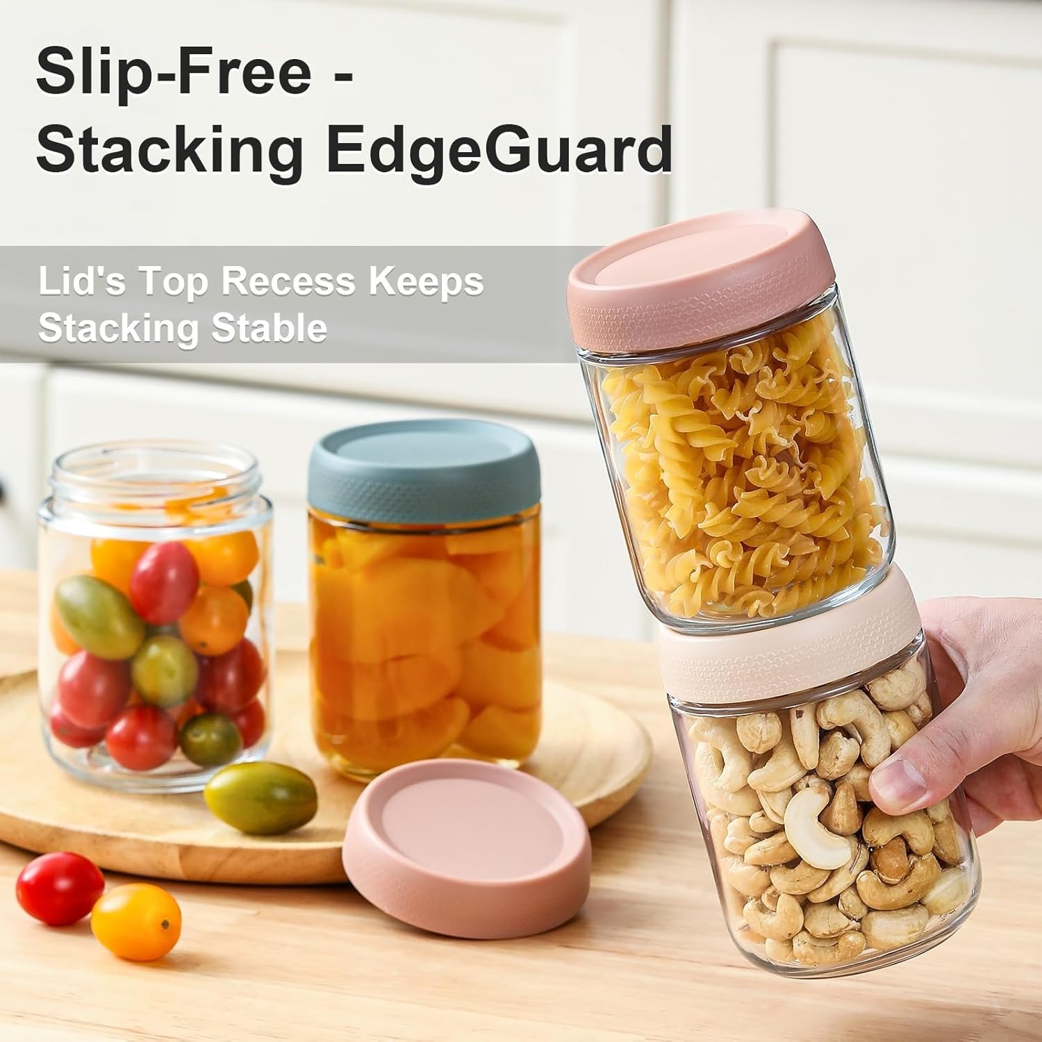 Elegant Glass Storage Jars – 16 oz Airtight Containers for Kitchen Freshness