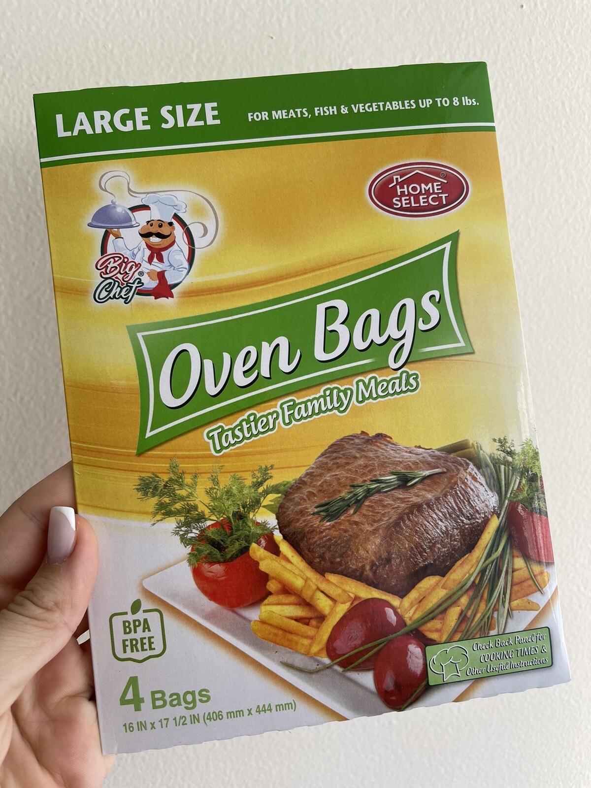 4 Large Size Oven Baking Bags – 1 Package Oven Bags – 16” X 17”