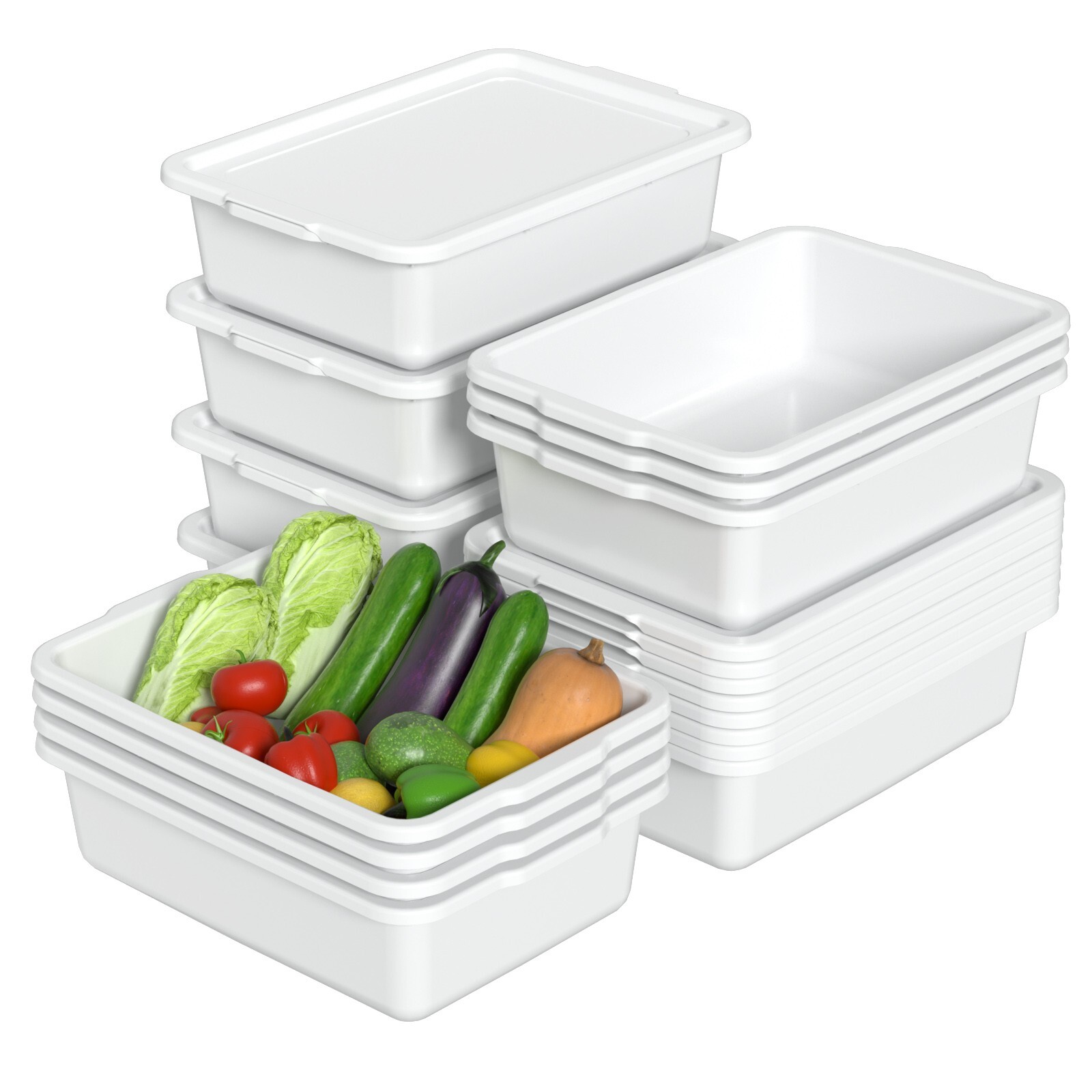 Cand 12 Packs 13 L Food Service Bus Tubs with Lids, Commercial Utility Bus Box