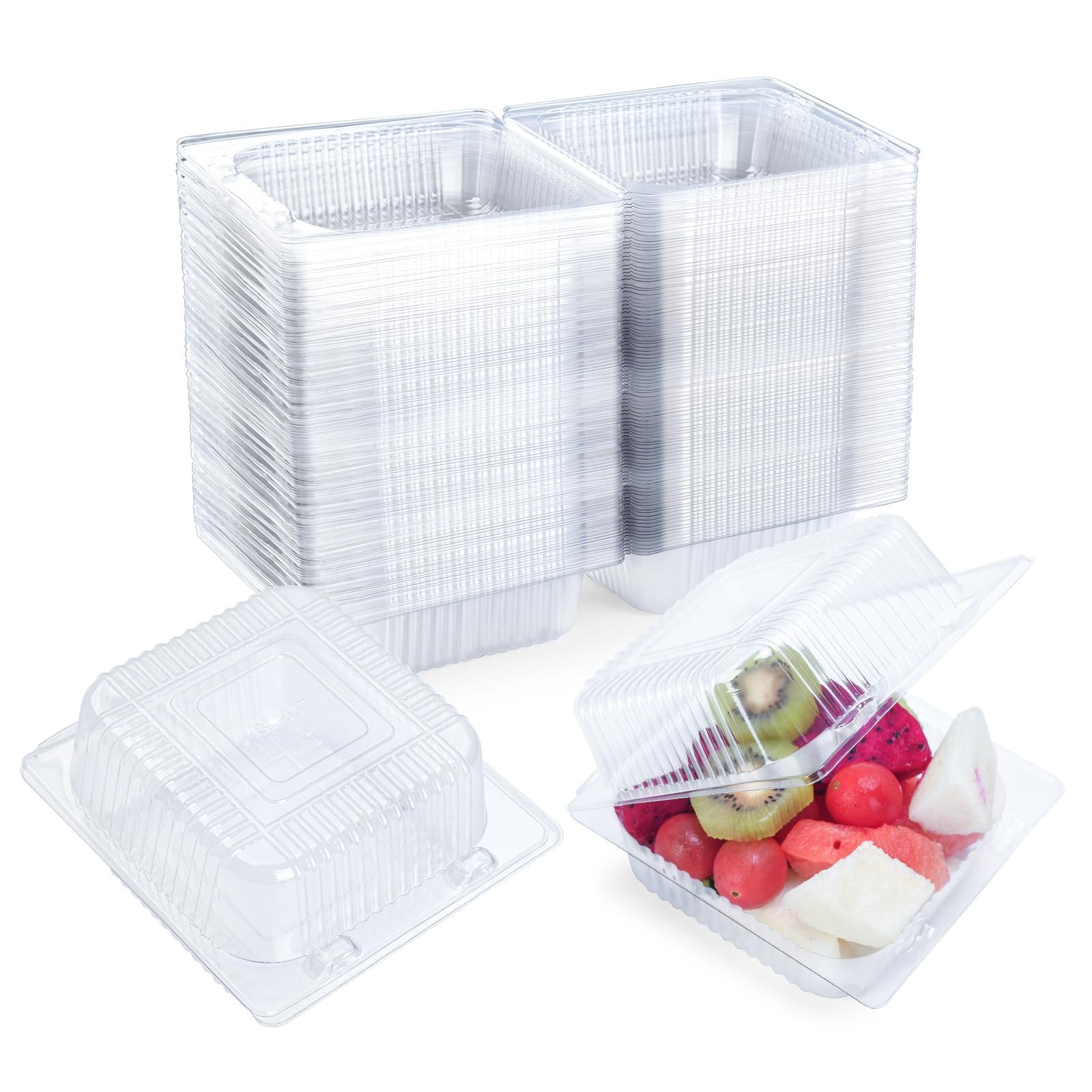 100 Count Clear Plastic Containers with Lids for Food, Thickened Disposable S…