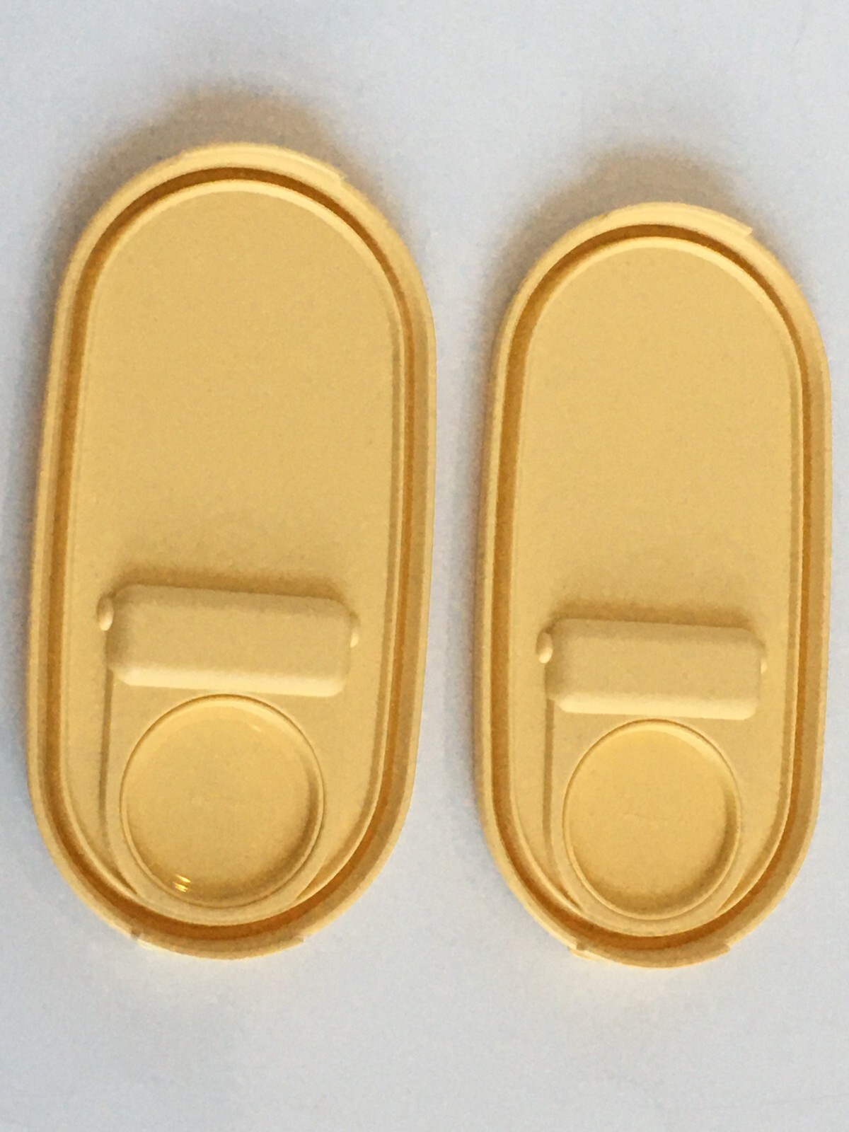 2 Tupperware Modular Mates Oval Lid Seal #1617- Yellow Hinged Pour Made in USA