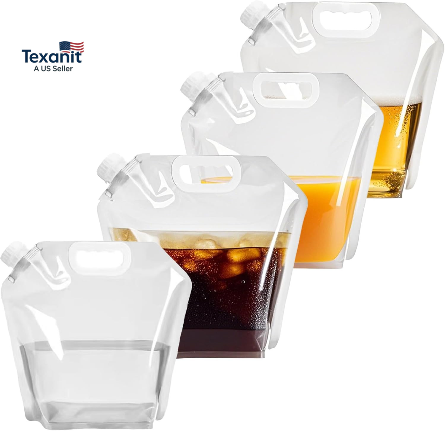 4 Pack Collapsible Water Jugs, 1.3/2.6 Gallon – BPA Free Clear Plastic Water Bag