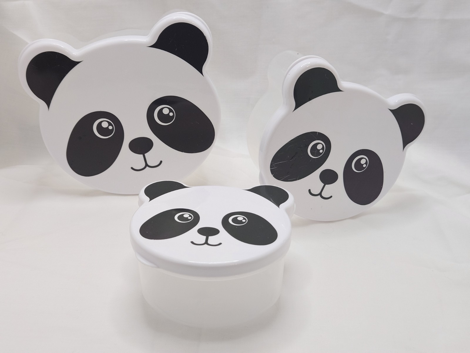 Cute Panda Kids Snack Box Set Nesting Lunch Food Storage Containers Stacking 3pc