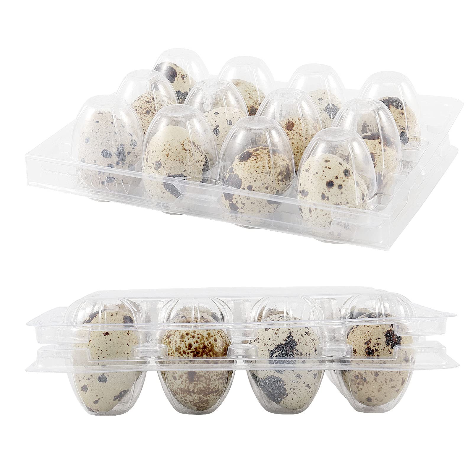 150 PCS 12 Cavity Clear Plastic Quail Egg Cartons, PVC Stackable Egg Storage Box