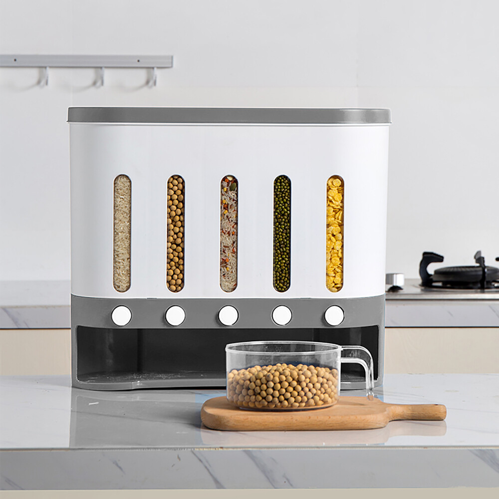 Storage Dispenser Wall-mounted and Tabletop Containers Set with 5 Compartments