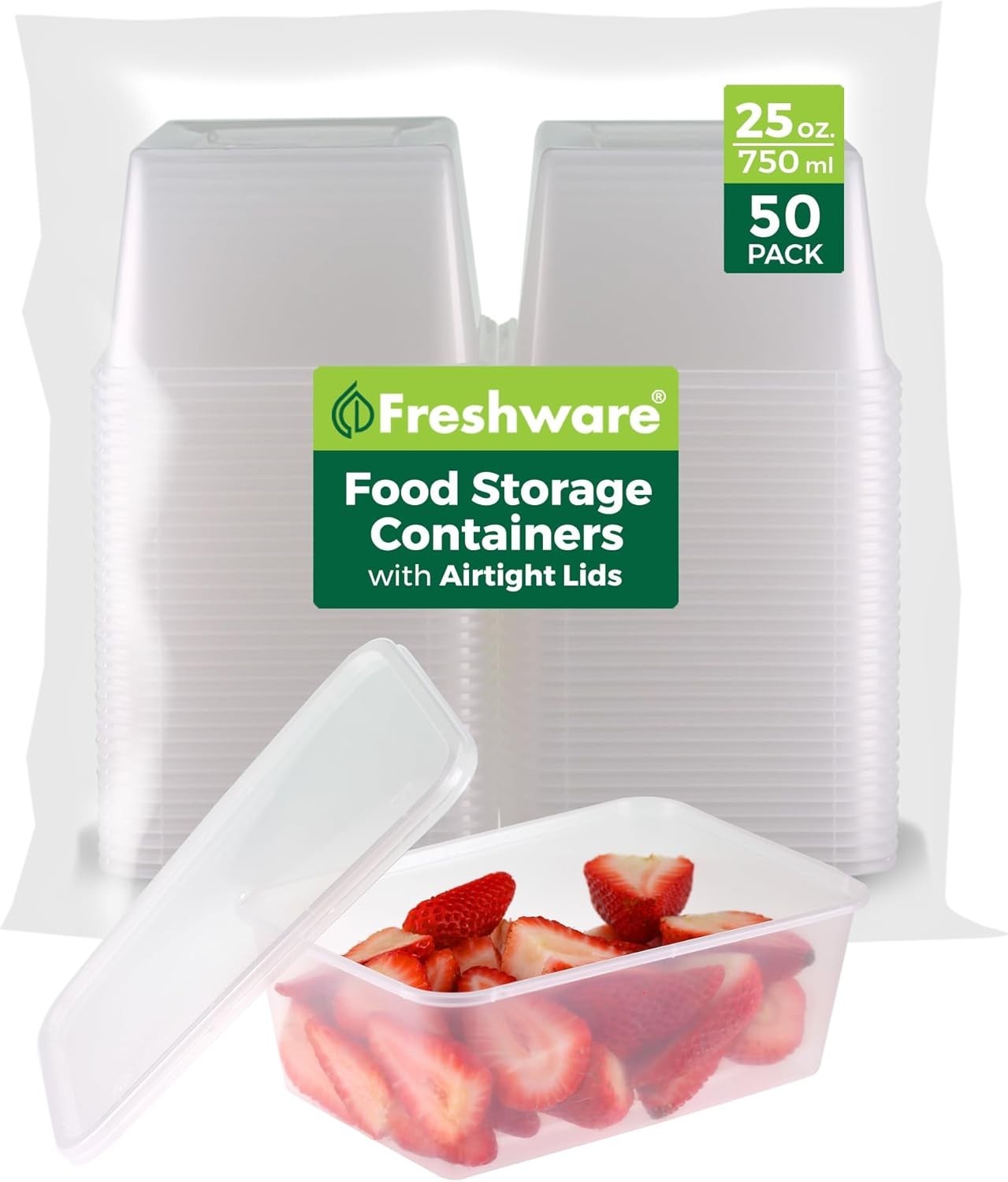 Food Storage Containers 50 Set 25 Oz Clear Plastic Deli Containers with Lids