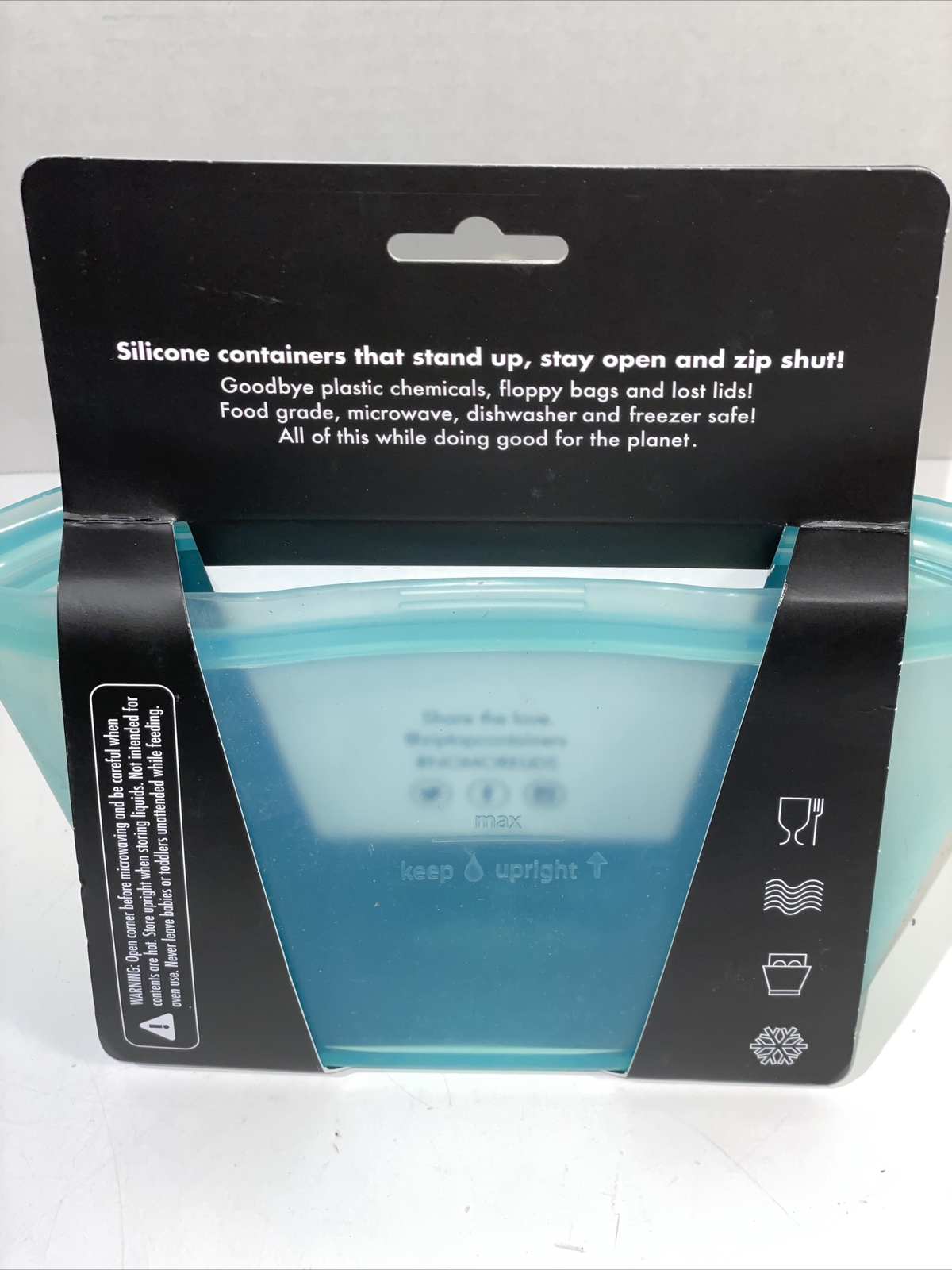NEW Zip Top Reusable Containers – 1 Medium Dish 24 Oz Teal Color