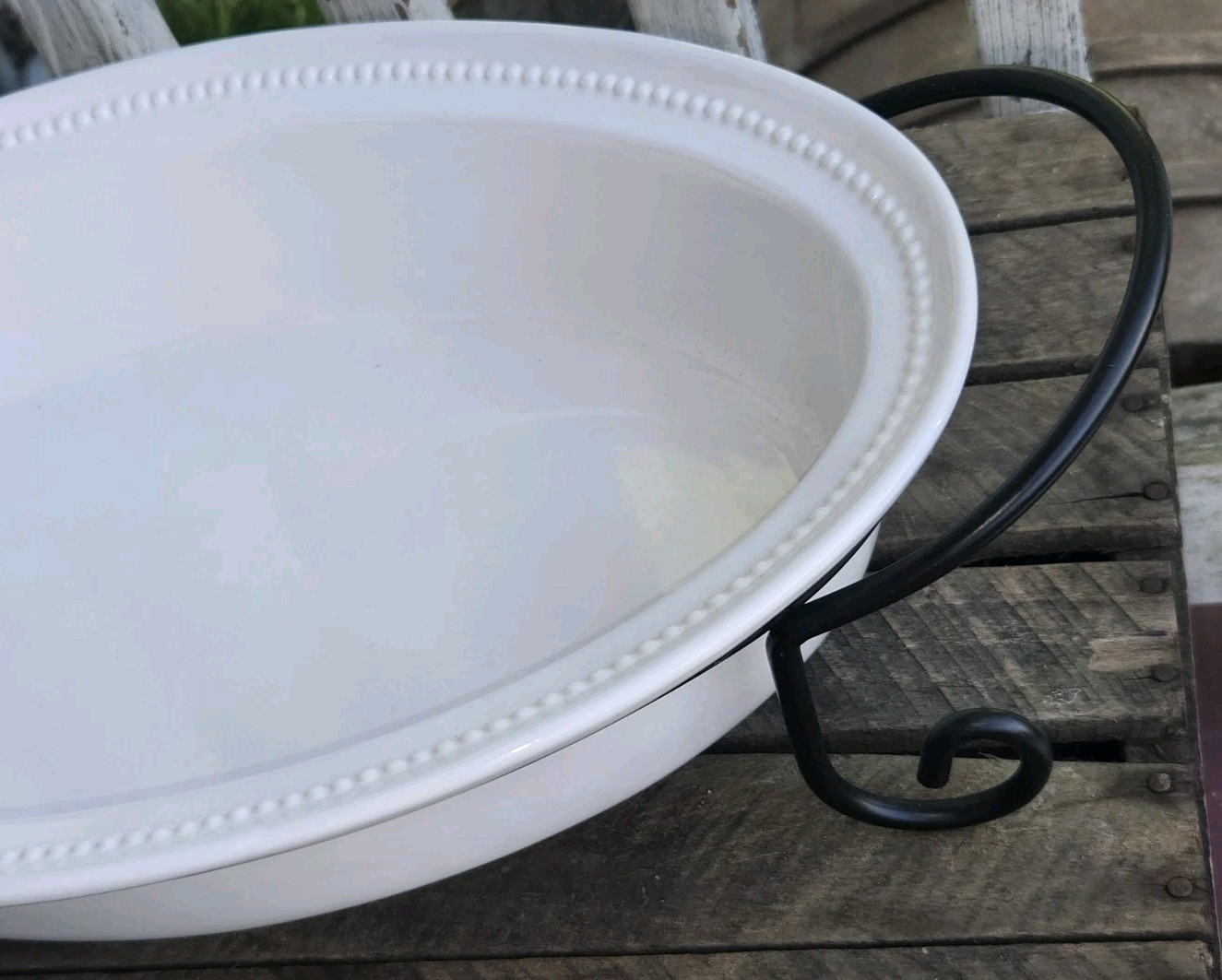 Certified International Oval Serving Dish Stoneware Bakeware with Metal Stand