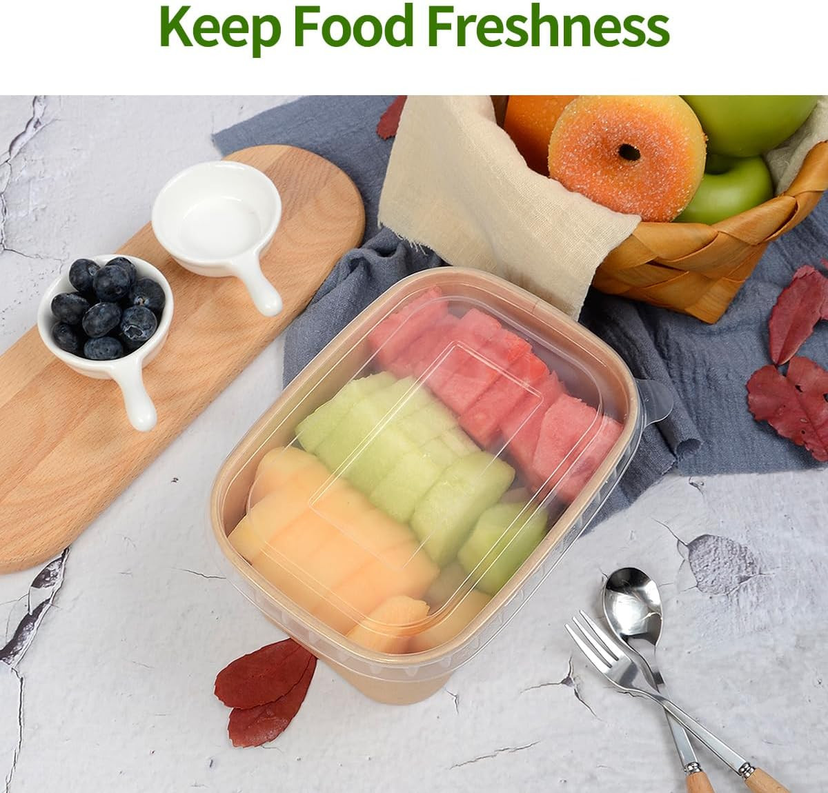 35 oz Paper Meal Prep Containers with Lids 50 Pack Hot and Cold Use | Microwavab