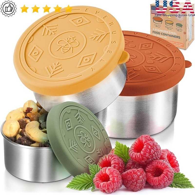 Leakproof Stainless Steel Containers Set Portable Easy Clean Family Friendly New