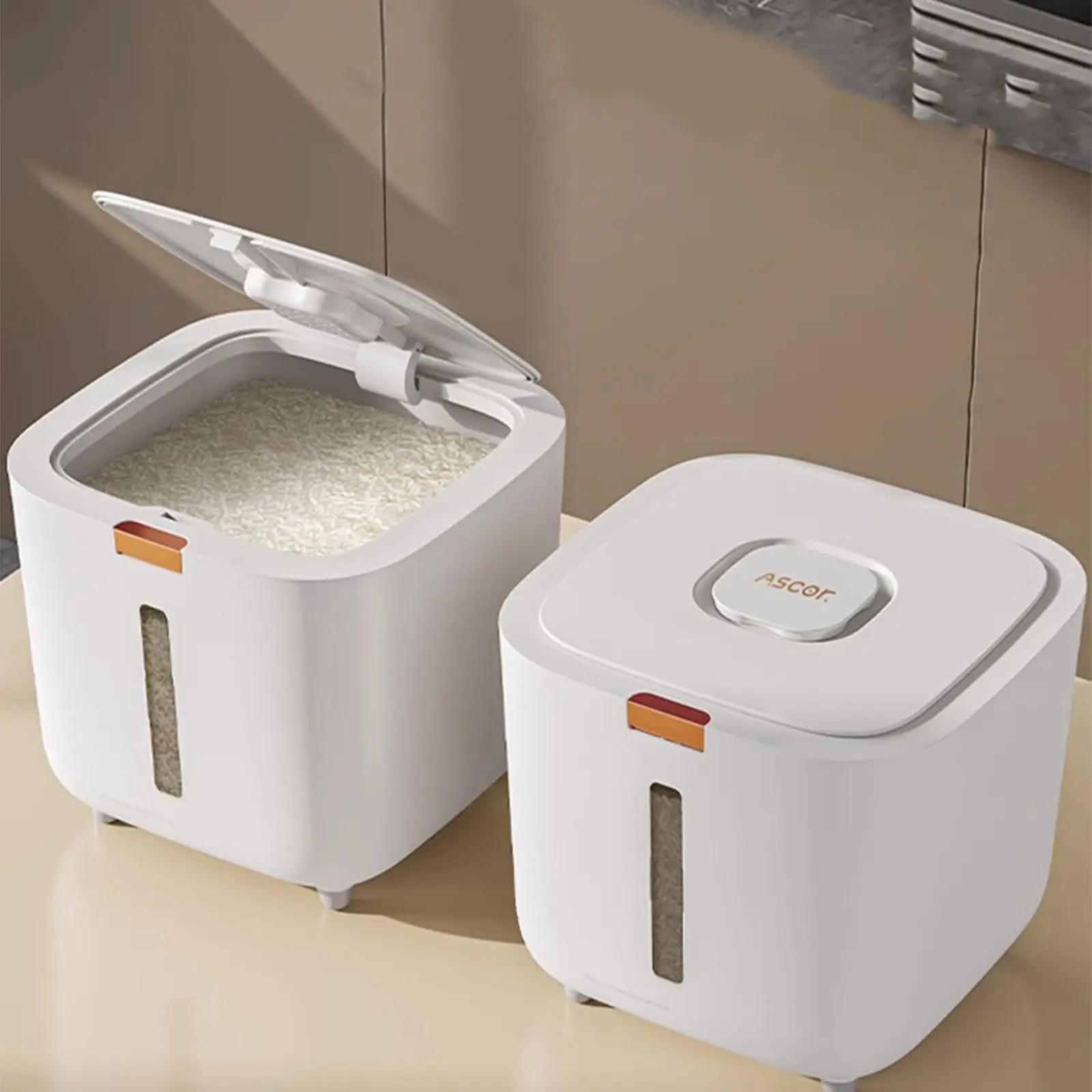 Rice Storage Container Kitchen Flour Food Dispenser Box Grain Sealed Organizer