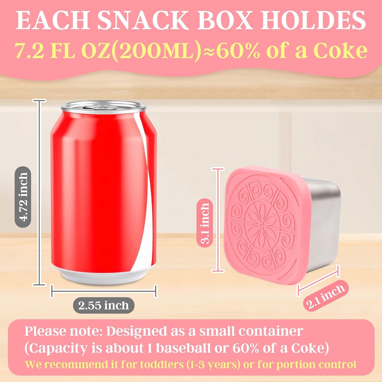 Stainless Steel Snack Containers for Kids,7.2Oz Easy Open Leak Proof Reusable Sn