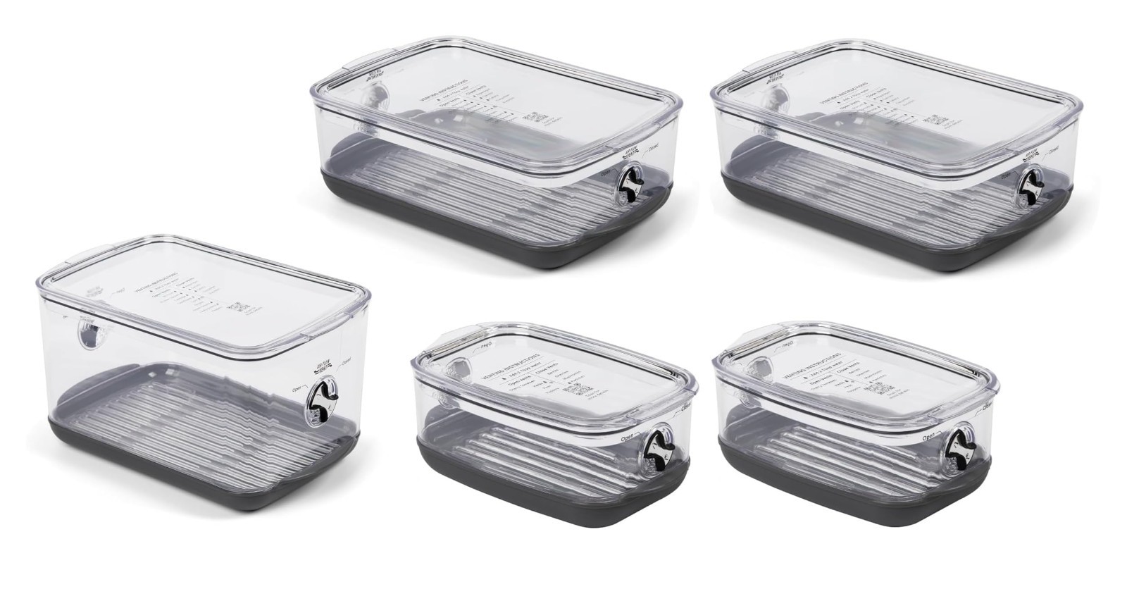 Stackable Produce Storage Container Set with Stay-Fresh Vent System – 5PC