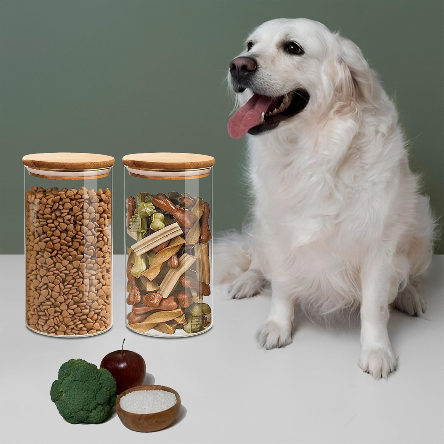 1.5 Qt round Glass Storage Containers with Lids, Clear Food Storage Container Ja