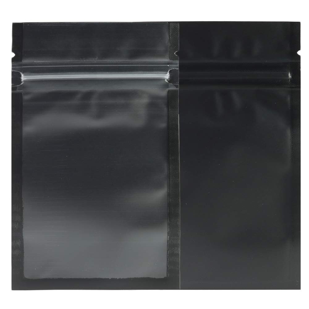 Pack of 100 Translucent Front Matte Black Poly Plastic Zip Top Bags (0.7oz (3…