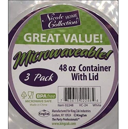 Premium Deep Round White Containers – 9″ Pack of 6 – Stackable & Leak-Proof D…