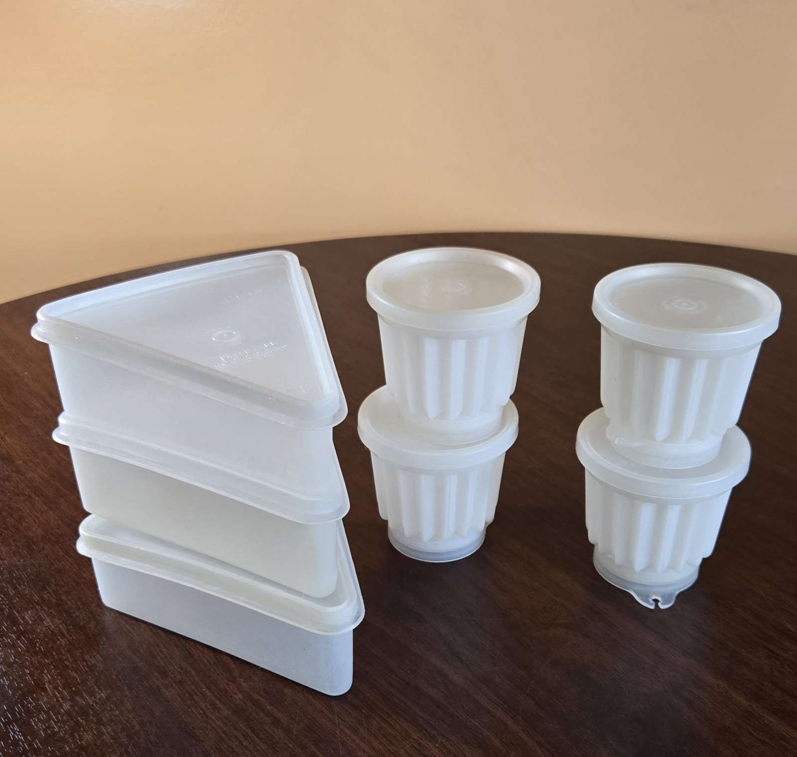 Vintage Tupperware Dessert Mold Pie Slice Container Lot Frosted USA