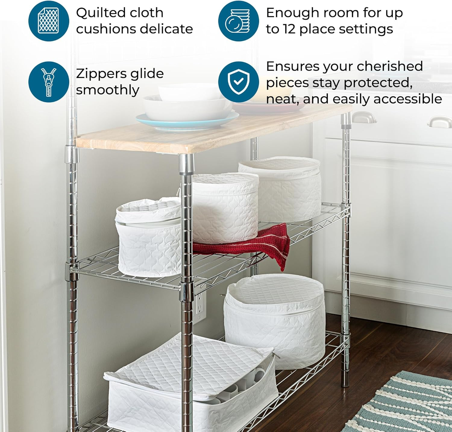 5-Piece Quilted Dinnerware Storage Set – Dish, China & Cup Protectors