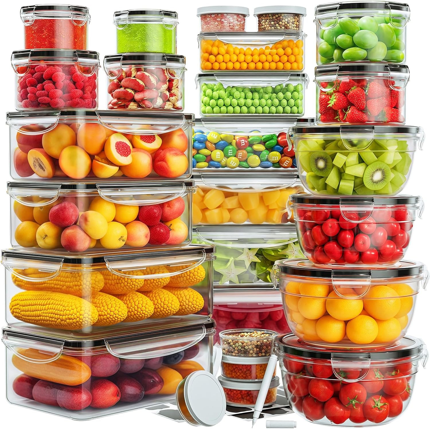 52 PCS Food Storage Containers W/ Lids Airtight 26 Lids & 26 Containers)-