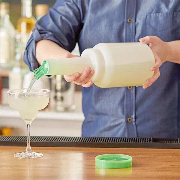 Choice 2 Qt. Pour Bottle with Green Spout and Cap – 6/Pack